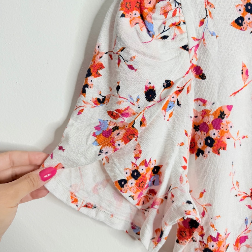 NWOT Charter Club Women Floral Top Tulip Sleeves XXL‎ White Cottagecore Romantic - Picture 7 of 8